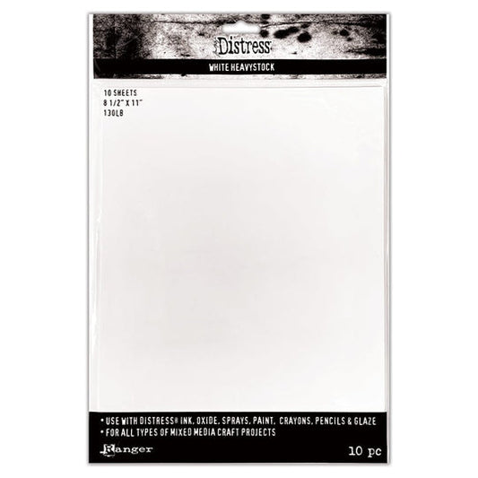 Tim Holtz Distress Heavystock - White 8.5" x 11" 10pk