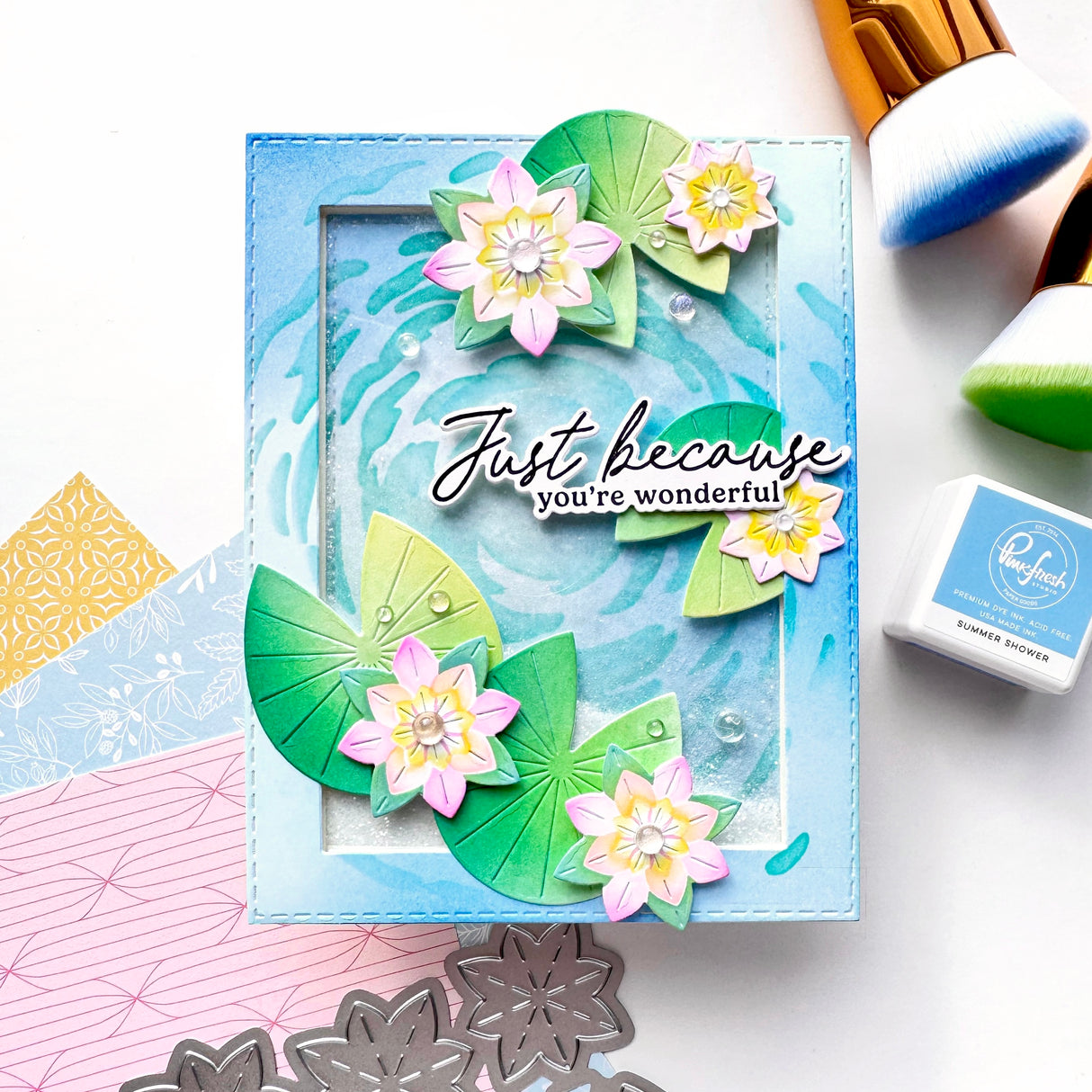 Pinkfresh Studio Tranquil Water Lilies stencil