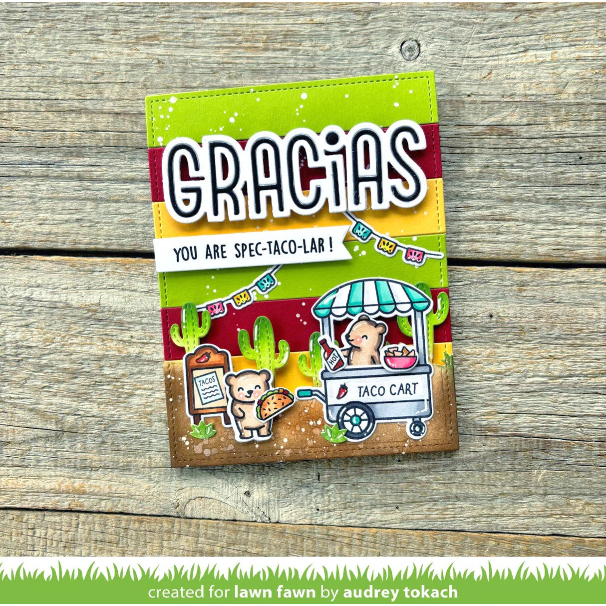 Lawn Fawn treat cart add-on: tacos lawn cuts