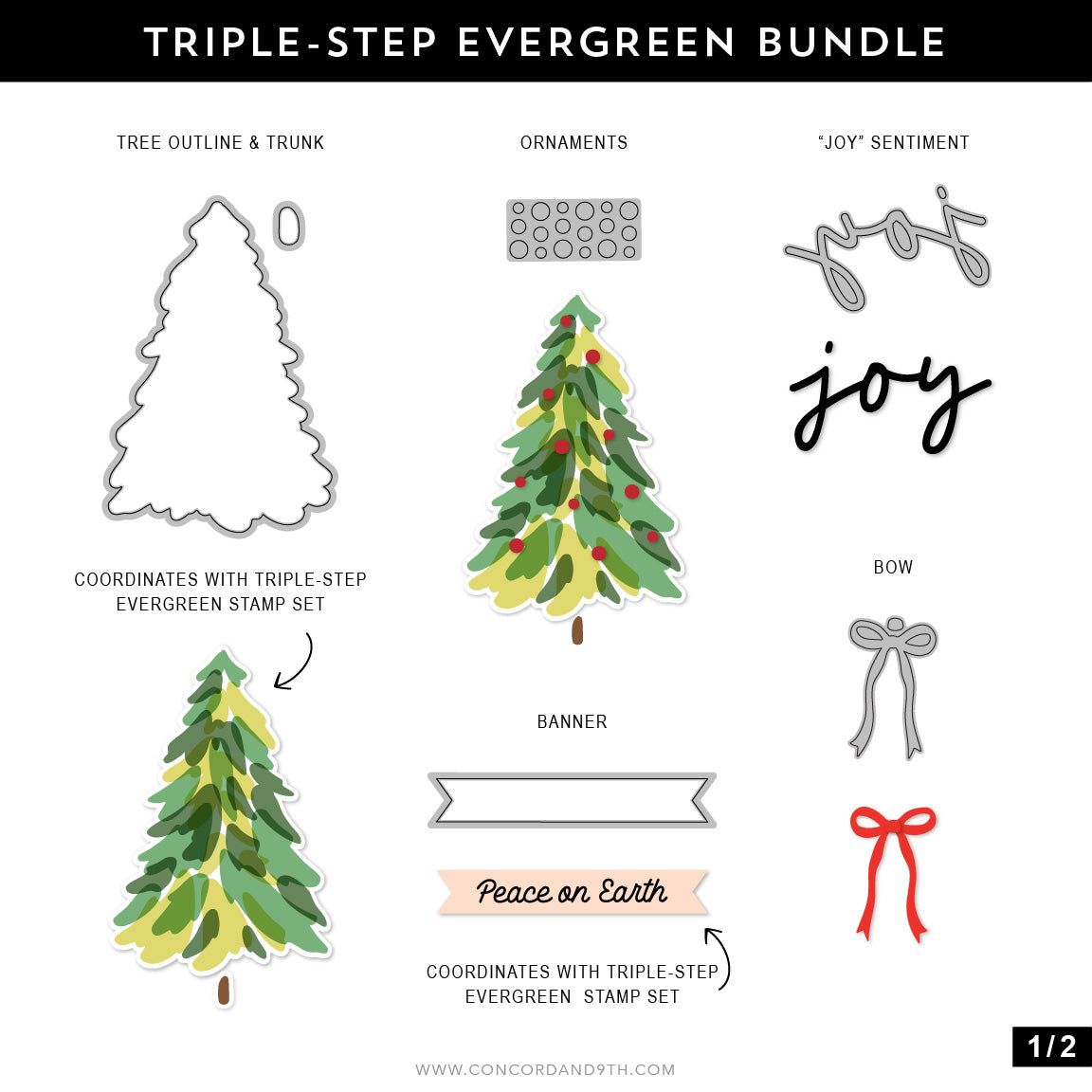 Concord & 9th Triple-step Evergreen Stamp Set (4 x 8)