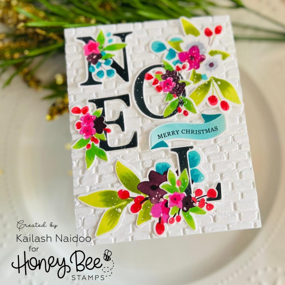 Honey Bee Floral Noel 4 x 4 Stamp Set & Honey Cuts Die Bundle