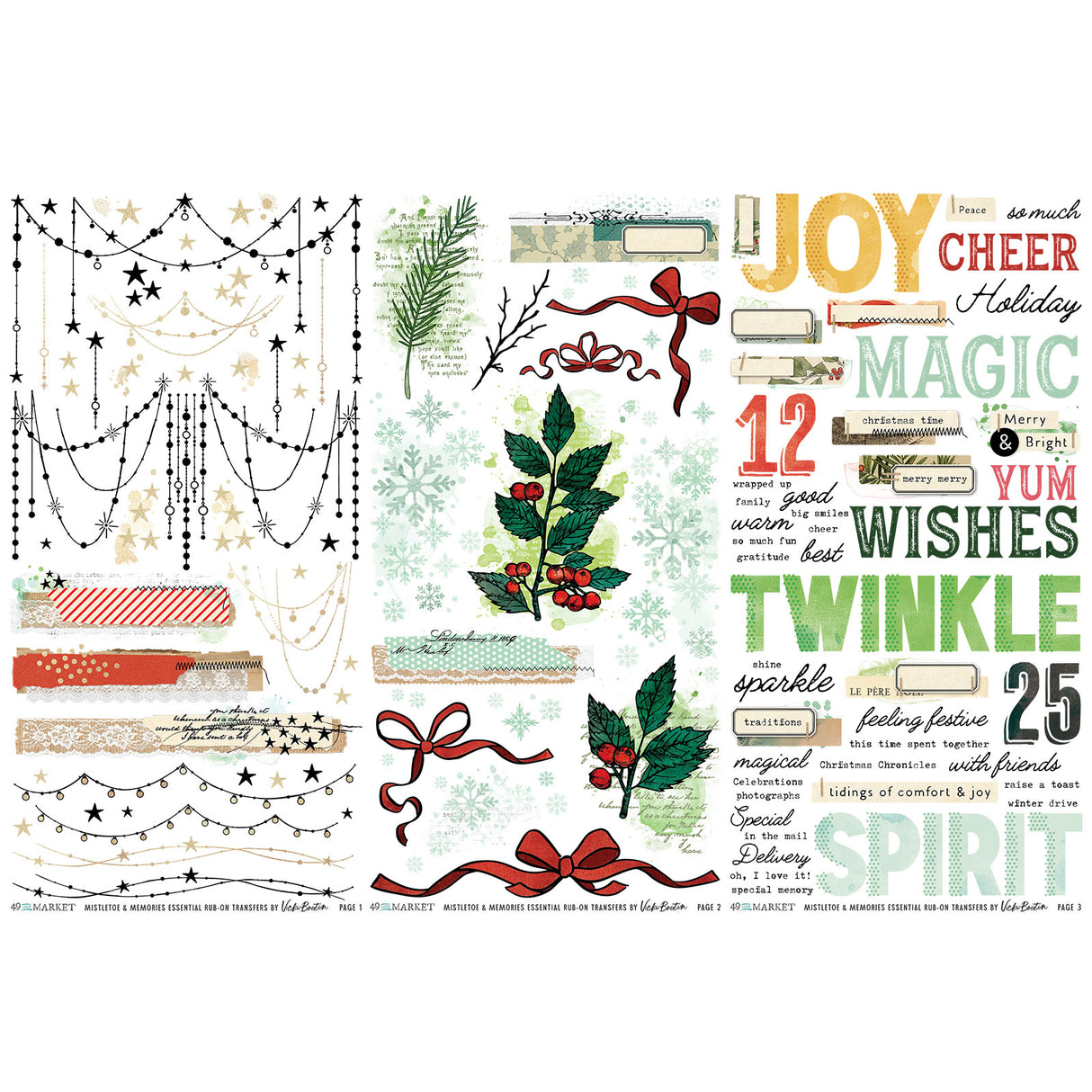 49 & Market Mistletoe and Memories Essential Rub-on Transfers