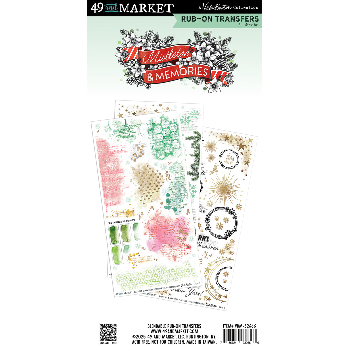 49 & Market Mistletoe and Memories Blendable Rub-on Transfers