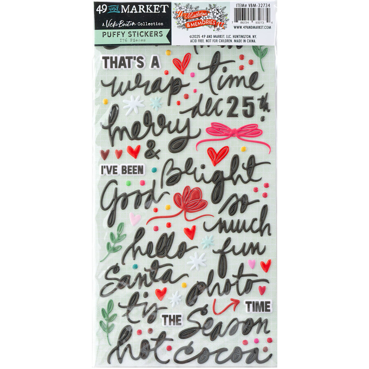 49 & Market Mistletoe and Memories Puffy Stickers
