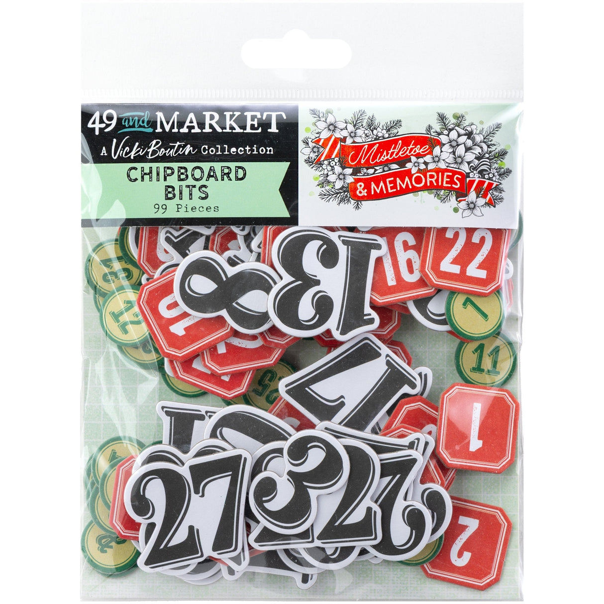 49 & Market Mistletoe and Memories Chipboard Bits