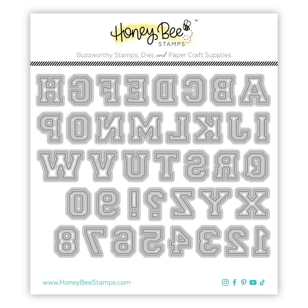 Honey Bee Stamps Varsity Letters Alphabet - Honey Cuts