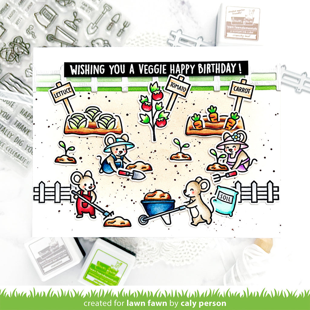 Lawn Fawn Veggie Happy Stamp and Die Set Bundle