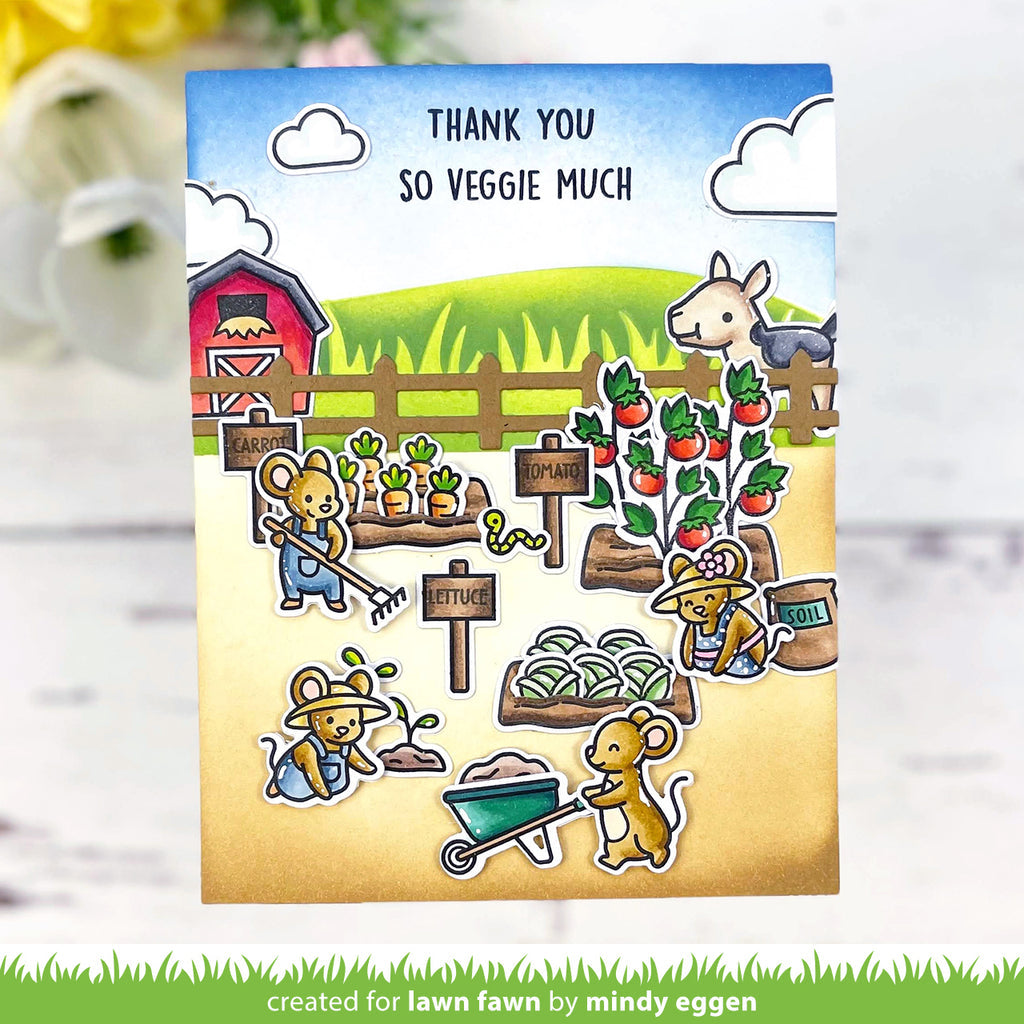 Lawn Fawn Veggie Happy Stamp and Die Set Bundle