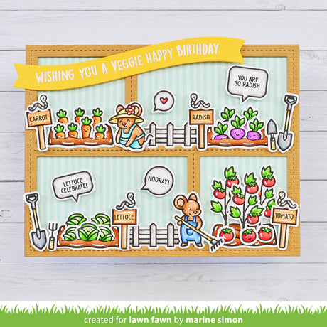 Lawn Fawn Veggie Happy Add-on Stamp and Die Set Bundle
