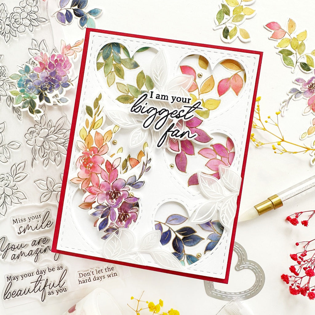 Pinkfresh Studio Vines & Roses Stamp, Die, Stencil and Washi Bundle