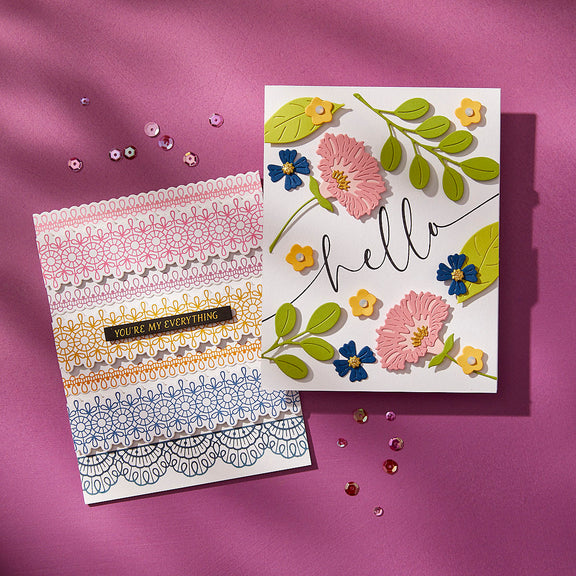 Spellbinders Pressed Lace Borders Press Plate & Die Set - Vivid Expressions Collection