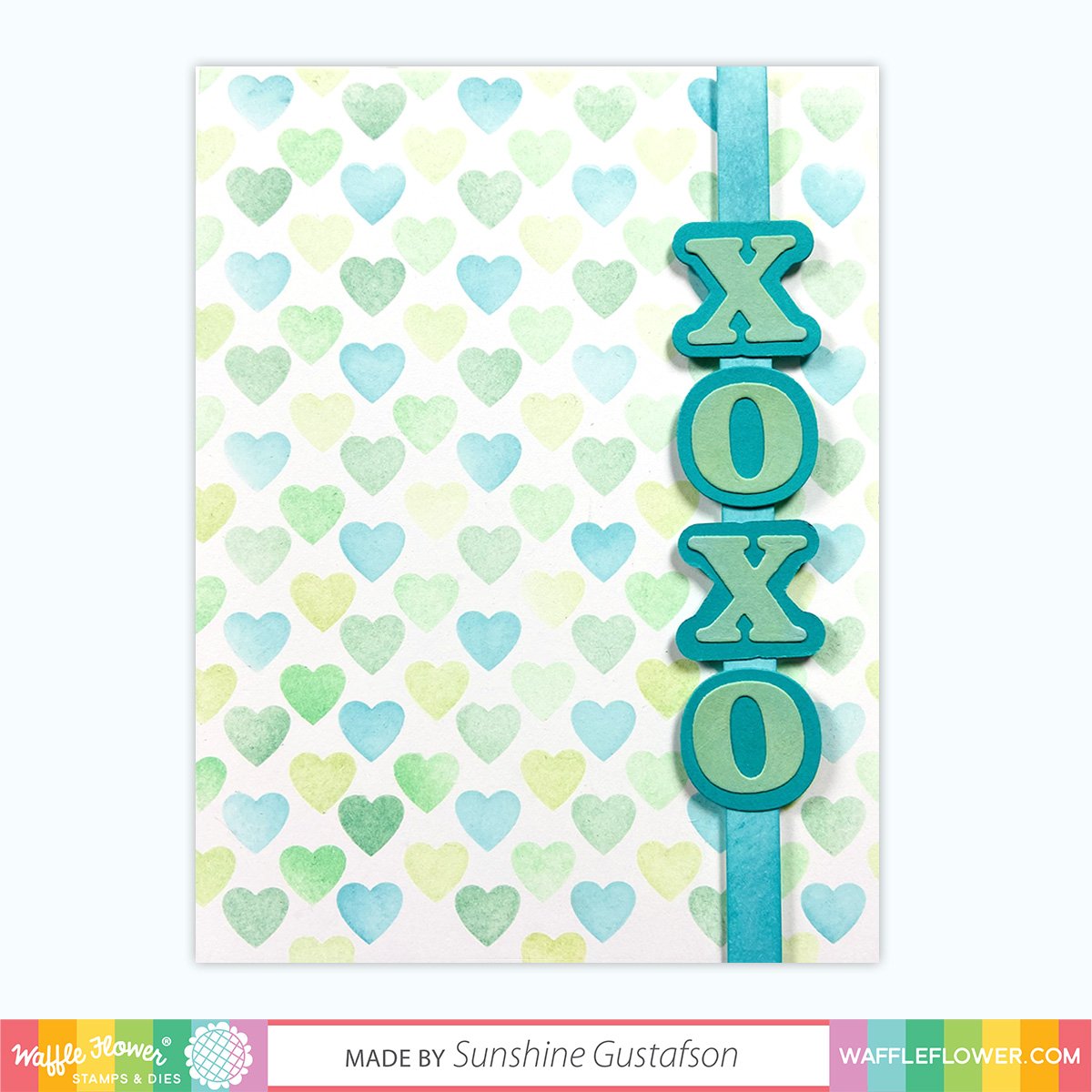 Waffle Flower Duo-Tone Hearts Stencil