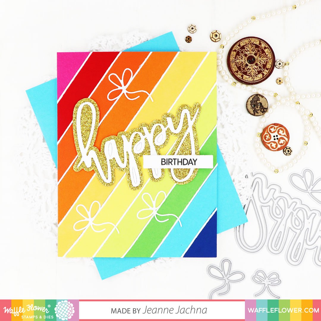Waffle Flower Oversized Happy Combo Stamp and Die Set