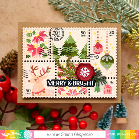 Waffle Flower Postage Collage Christmas Stencil