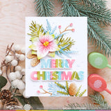 Waffle Flower Overlapping Christmas Words Stencil, Die and Additions Stamp Combo