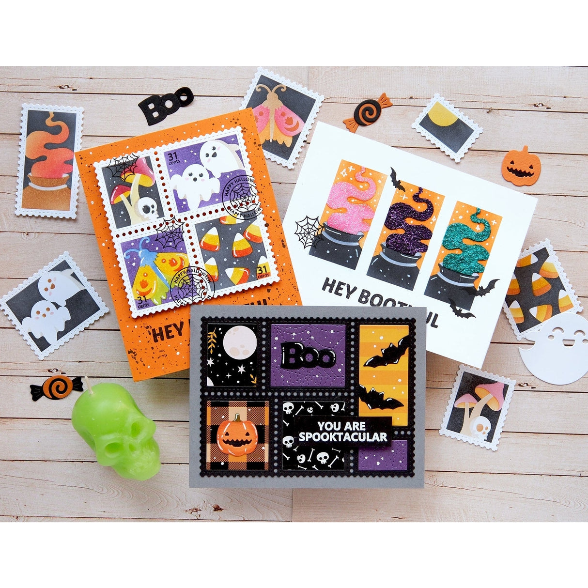 Waffle Flower Postage Collage Spooktacular Stencil