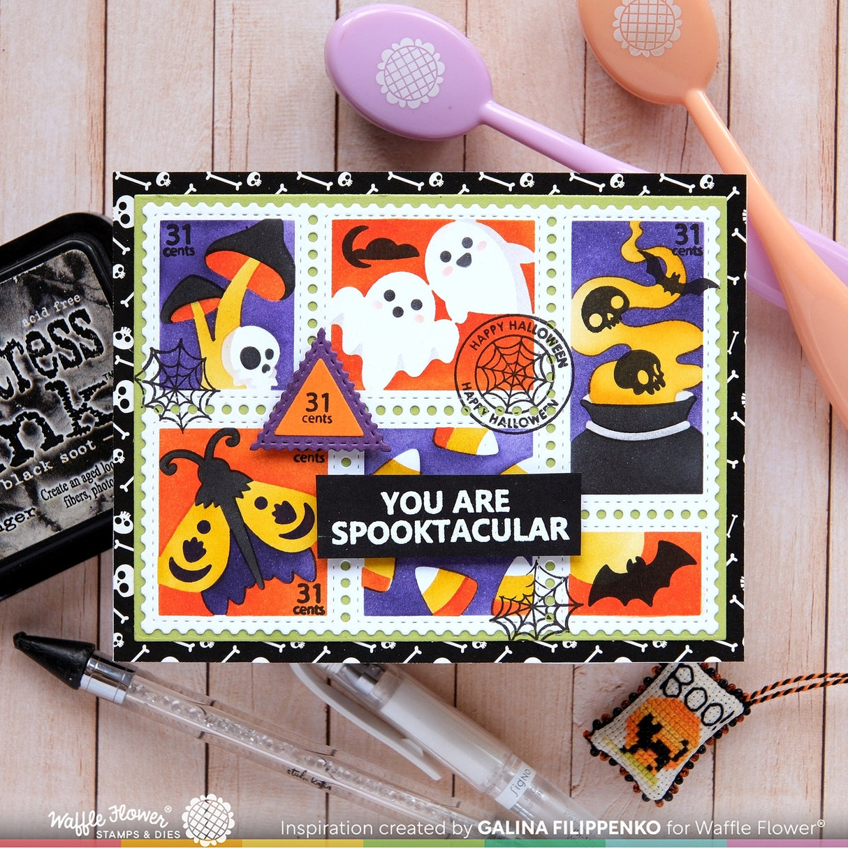 Waffle Flower Postage Collage Spooktacular Stamp Set
