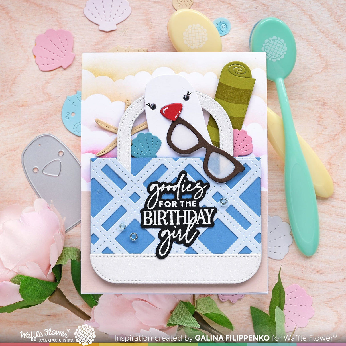 Waffle Flower Birthday Wishes Combo Stamp & Die Set