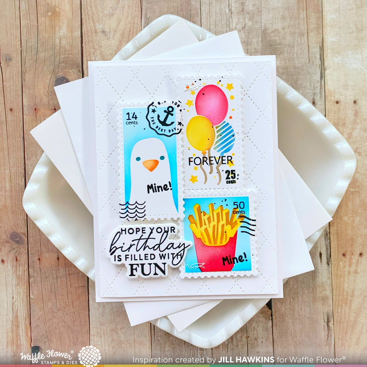 Waffle Flower Birthday Wishes Combo Stamp & Die Set