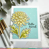 Waffle Flower Sketched Chrysanthemum Stamp, Die & Stencil Bundle