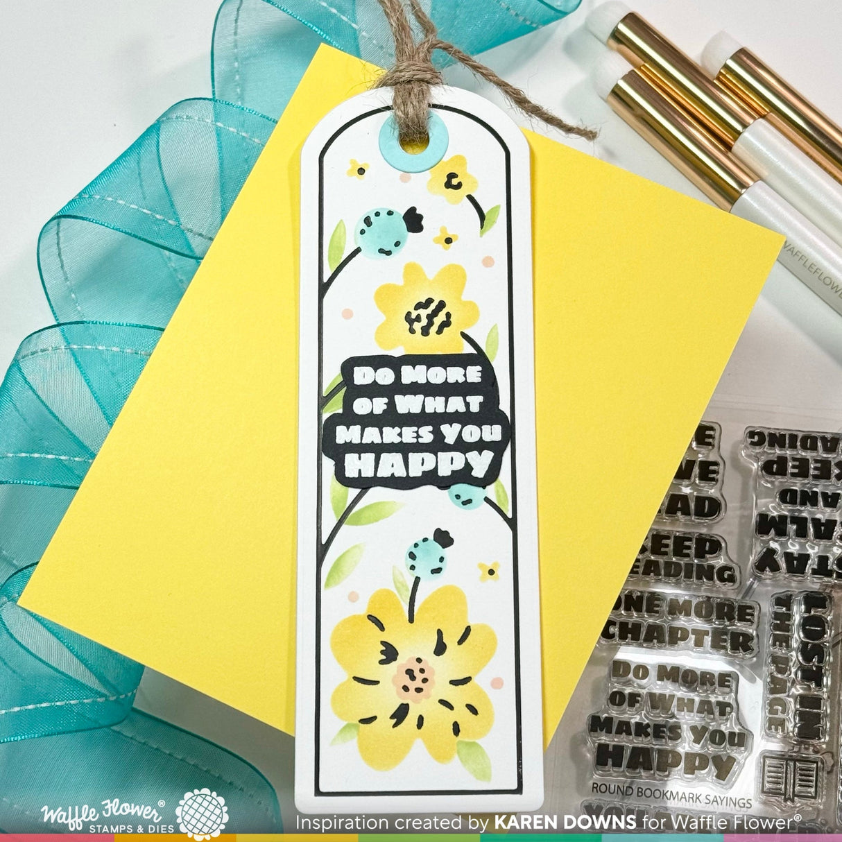 Waffle Flower Round Floral Bookmark Duo Stencil, Hot Foil Plate & Stamp Set Bundle