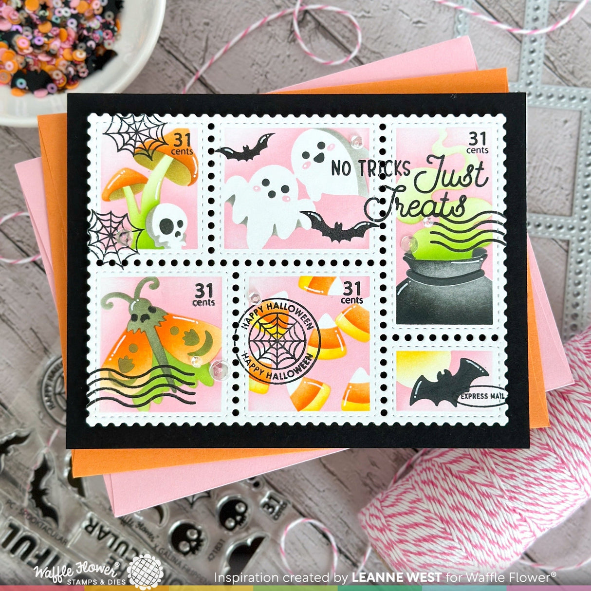 Waffle Flower Postage Collage Spooktacular Stamp Set