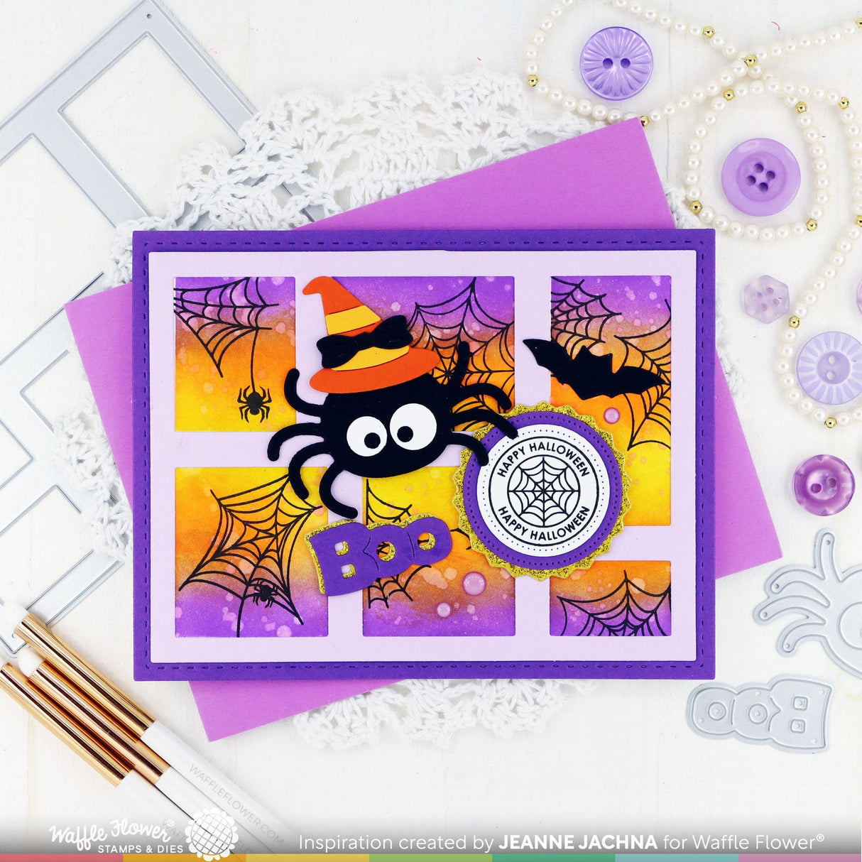 Waffle Flower Postage Collage Spider Web Stamp Set
