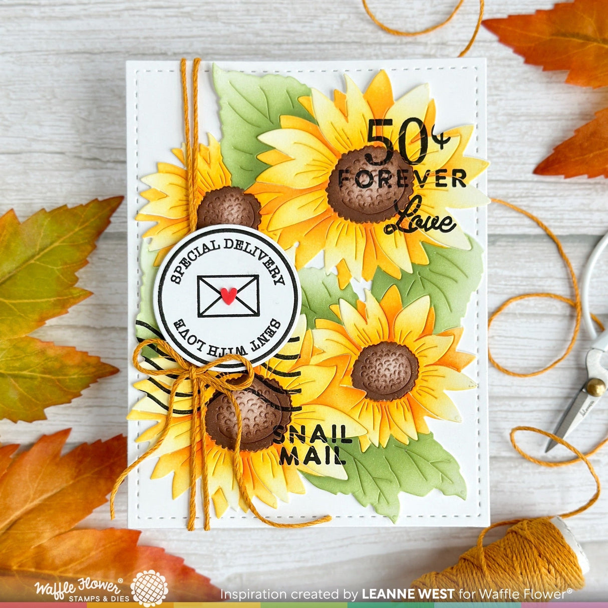 Waffle Flower Sunflower Cluster Die & Stencil Bundle