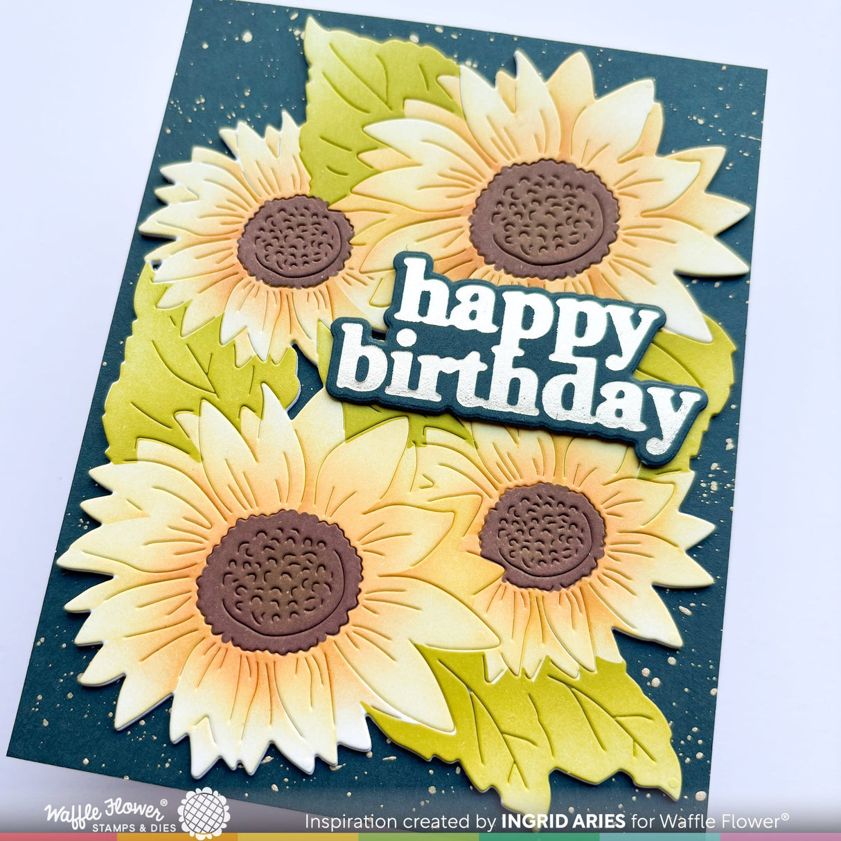 Waffle Flower Sunflower Cluster Die & Stencil Bundle