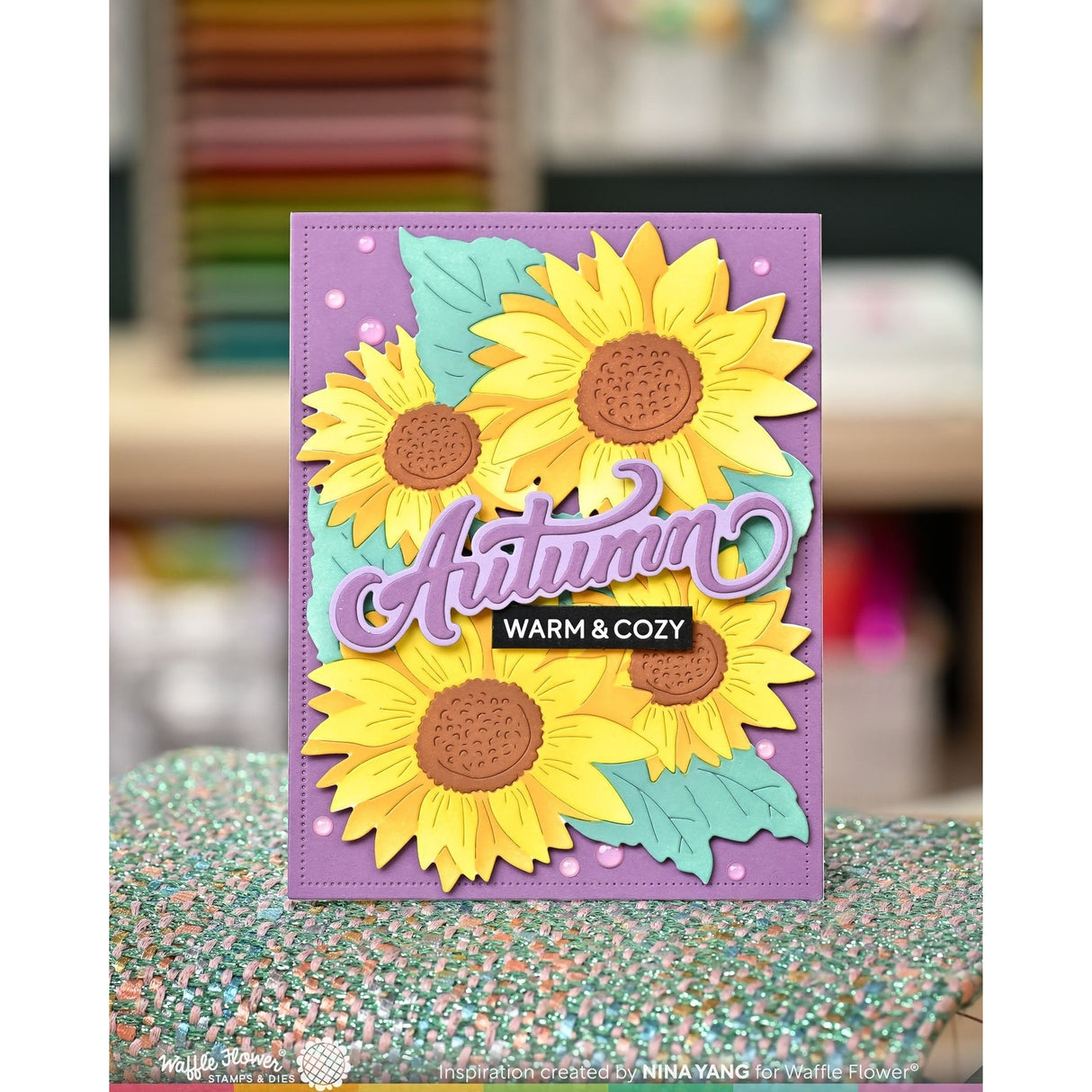 Waffle Flower Sunflower Cluster Die & Stencil Bundle