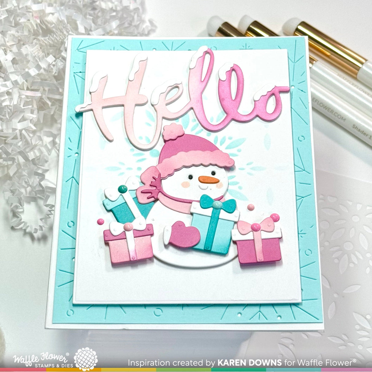 Waffle Flower Frosty Background Stencil