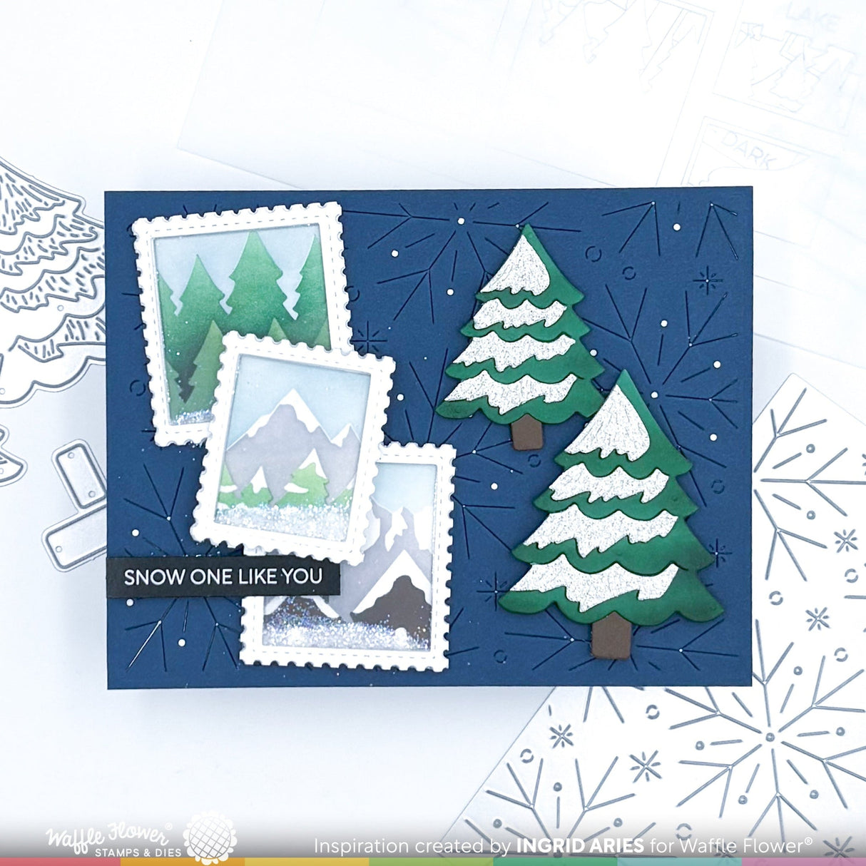 Waffle Flower Postage Collage Snowy Stencil