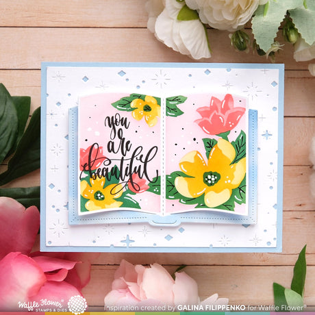 Waffle Flower Open Book Sentiments Stamp Set