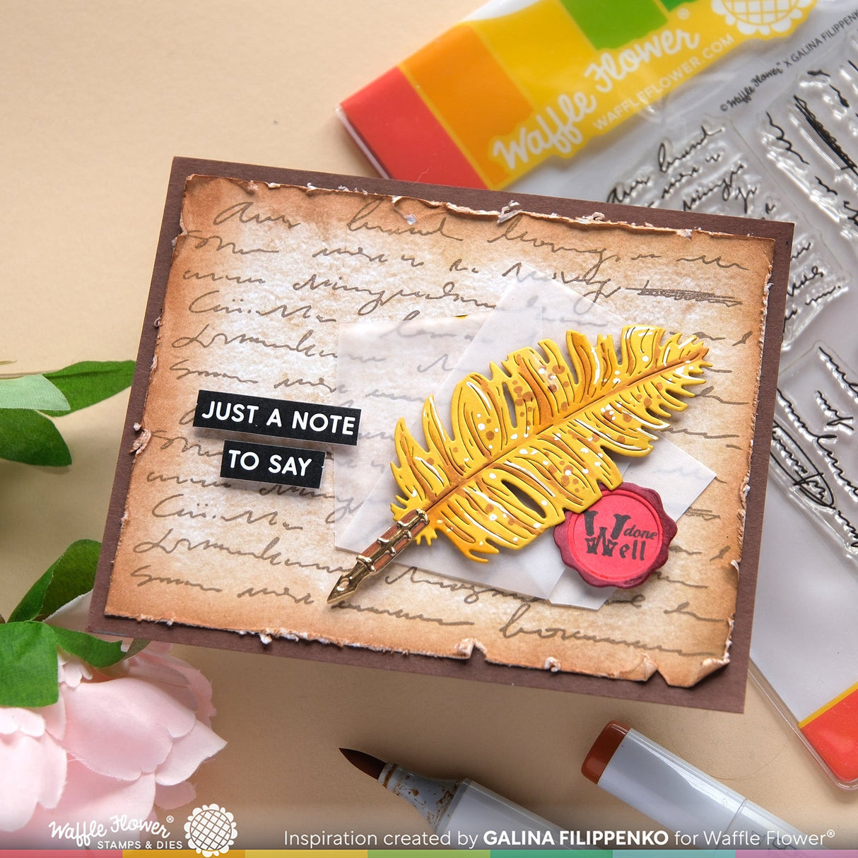 Waffle Flower Open Book Sentiments Stamp Set