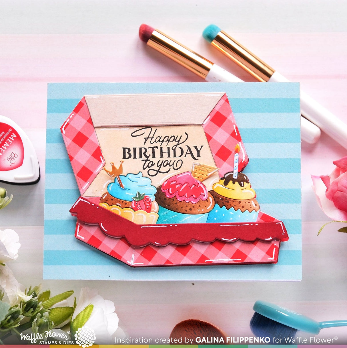 Waffle Flower Boxed Cupcakes Die & Stencil Bundle