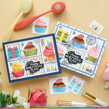 Waffle Flower Postage Collage Cupcake Stencil