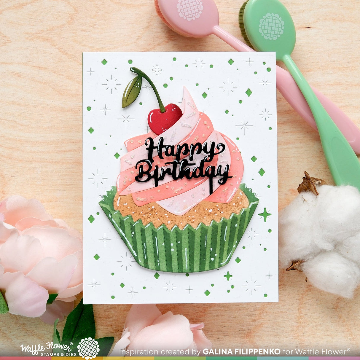 Waffle Flower Sweet Cupcake Die & Stencil Bundle