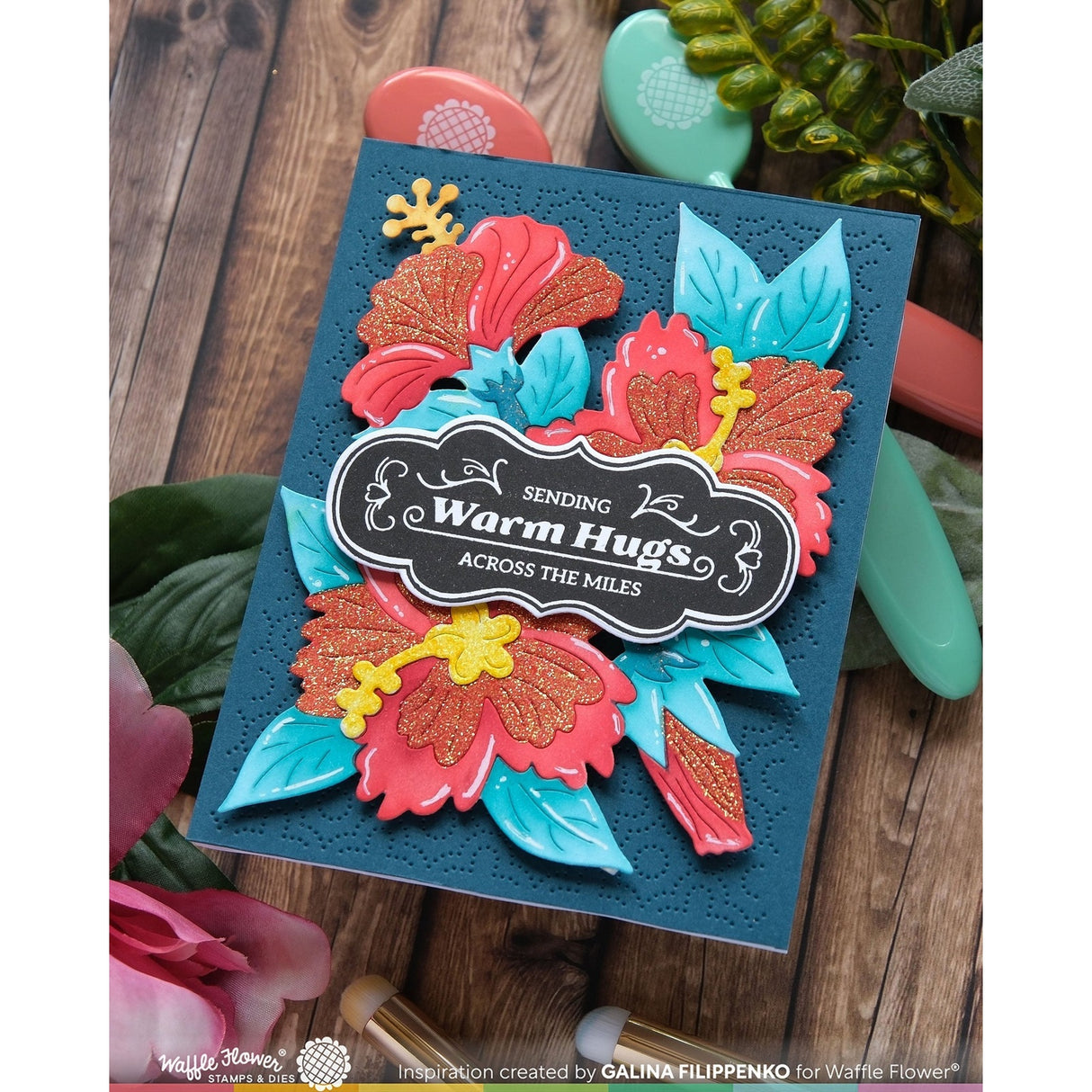 Waffle Flower Hibiscus Cluster Stencil