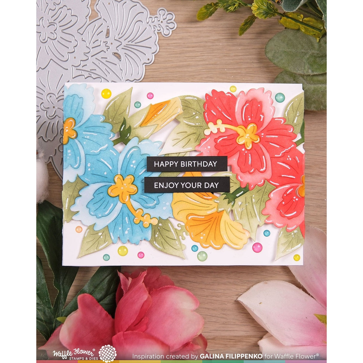 Waffle Flower Hibiscus Cluster Stencil