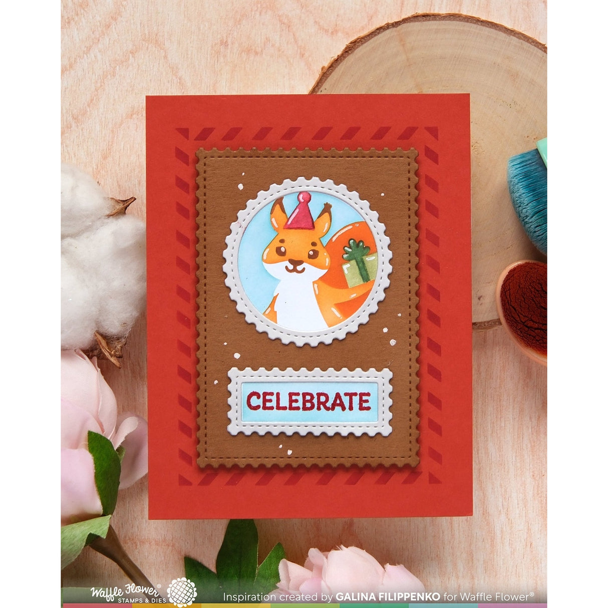 Waffle Flower Nesting Postage Collage Greetings Stamp Set