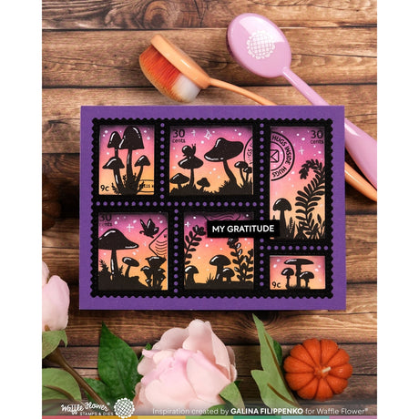 Waffle Flower Postage Collage Mush Love Stamp Set