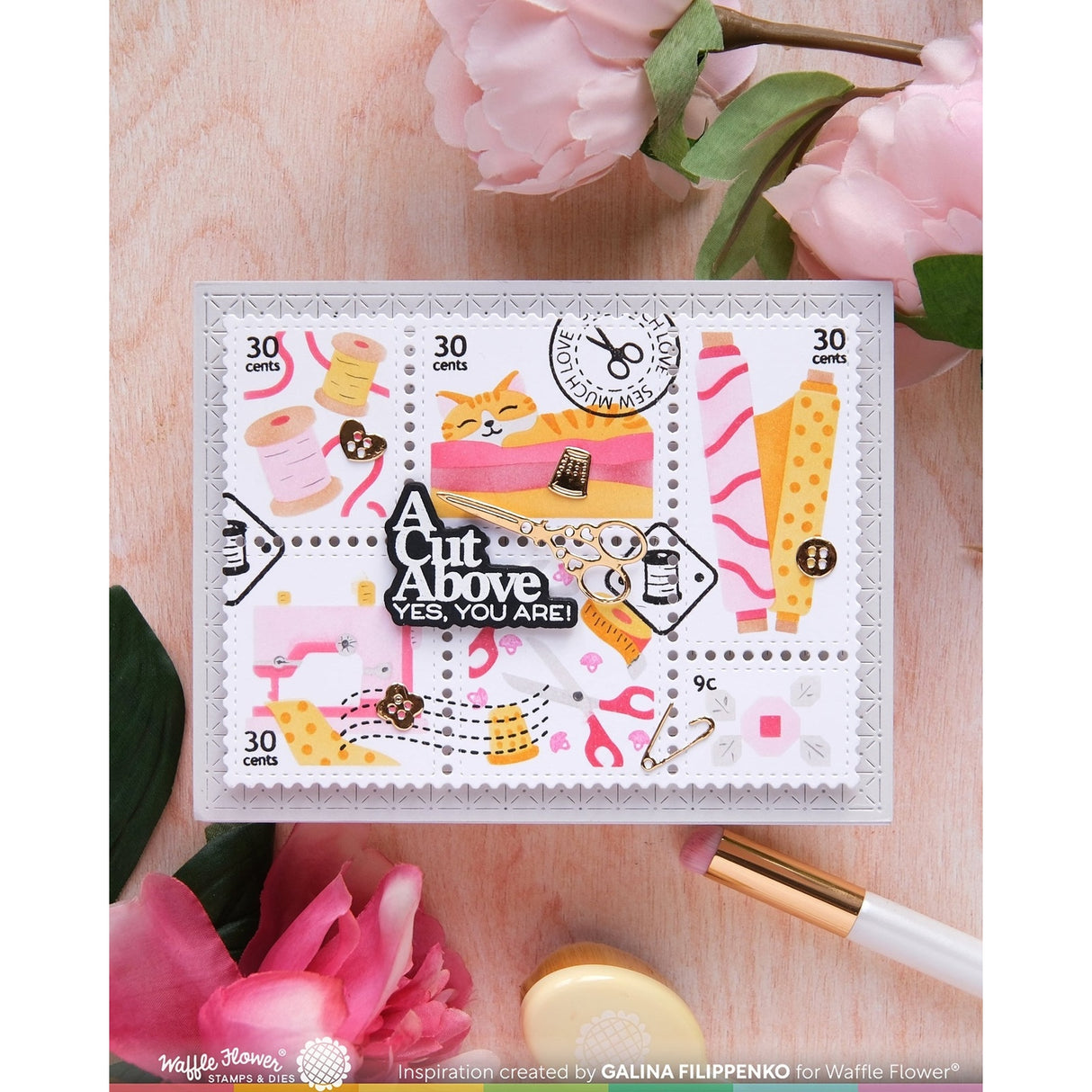 Waffle Flower Postage Collage Sew Fun Stamp Set
