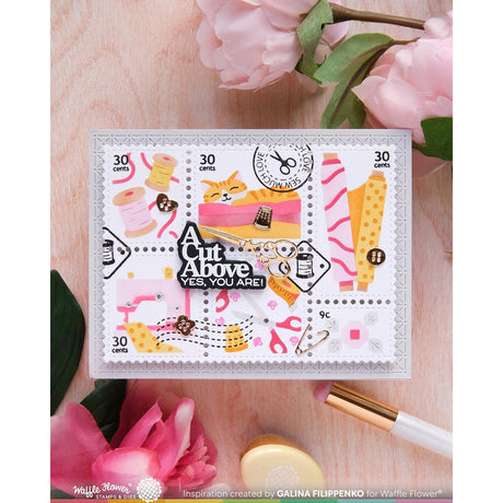 Waffle Flower Postage Collage Sew Fun Stamp Set