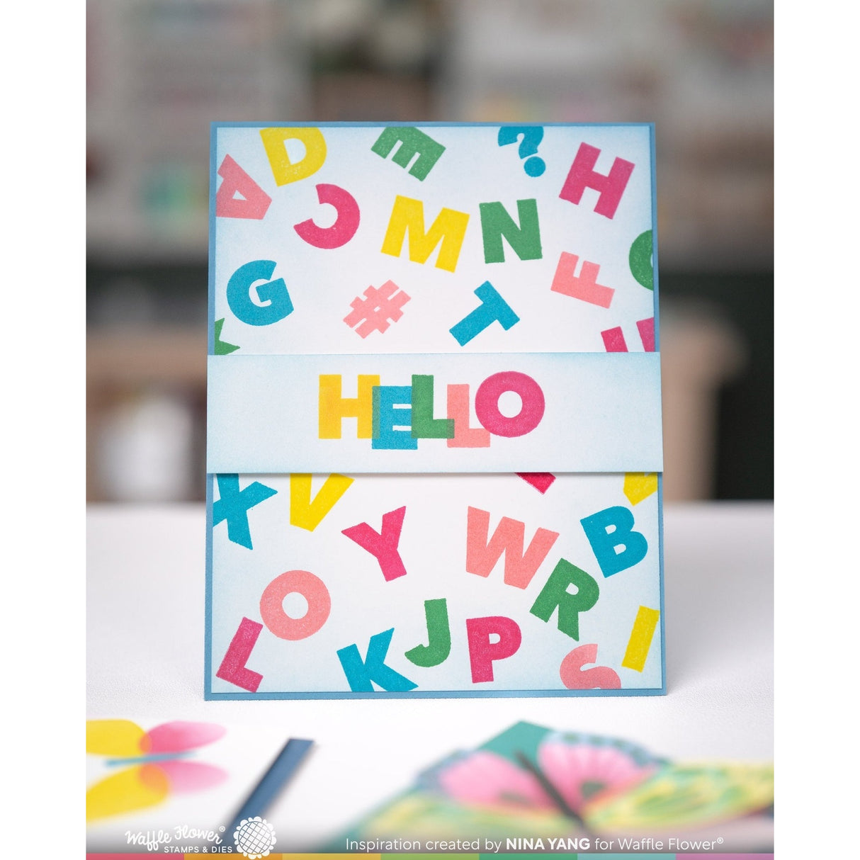 Waffle Flower Overlapping Alpha Stamp Set