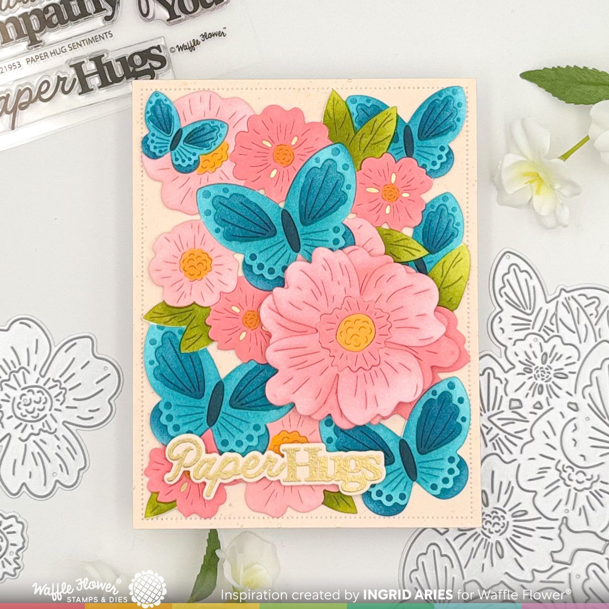 Waffle Flower Butterfly Blossom Texture Die & Coloring Stencil Bundle