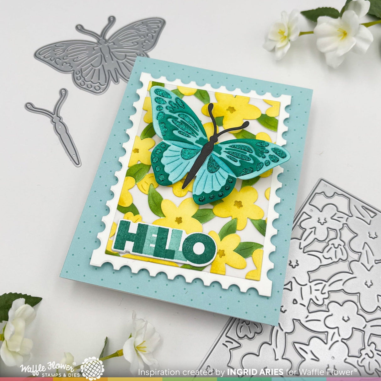 Waffle Flower Butterfly Focal Die & Stencil Bundle