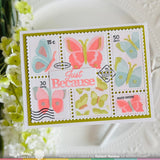 Waffle Flower Postage Collage Butterfly Stencil