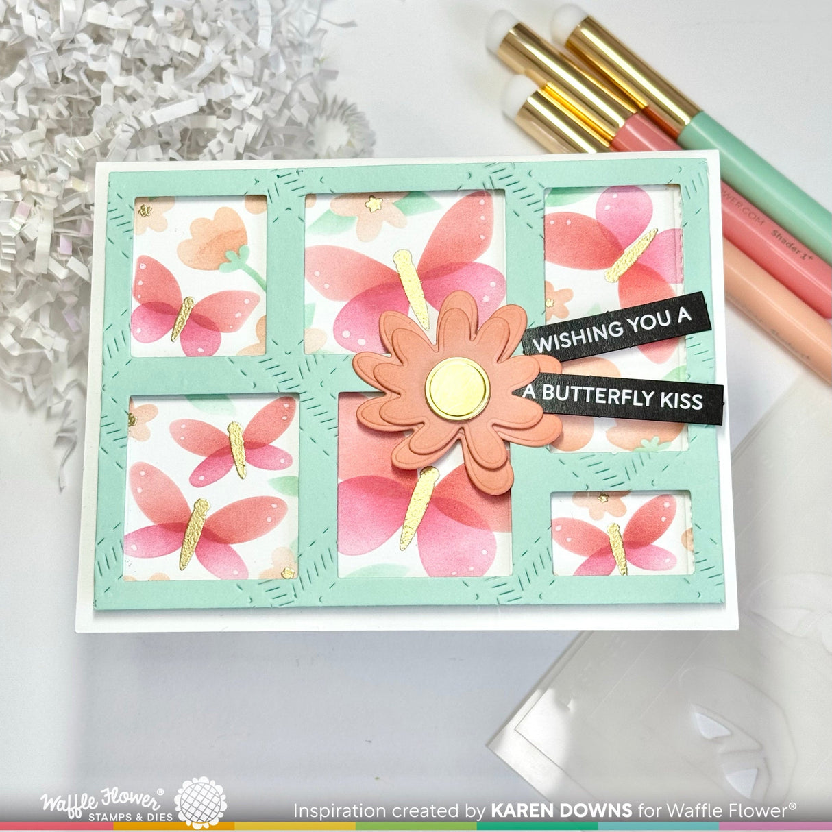 Waffle Flower Postage Collage Spring Breeze Stencil