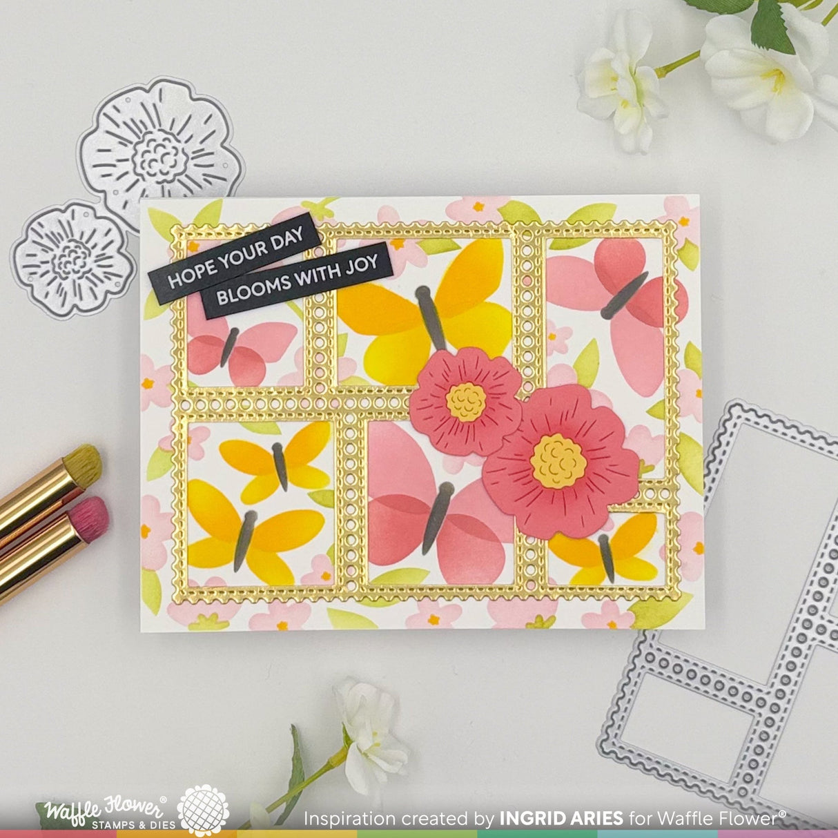 Waffle Flower Postage Collage Spring Breeze Stencil