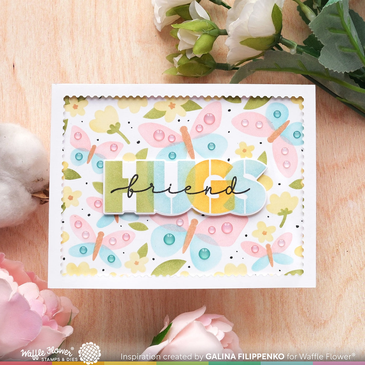 Waffle Flower Postage Collage Spring Breeze Stencil